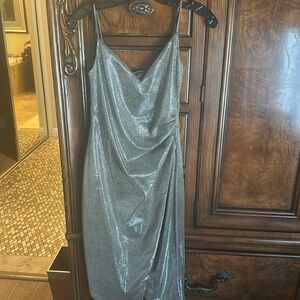 Shimmering Silver Spaghetti Strap Dress